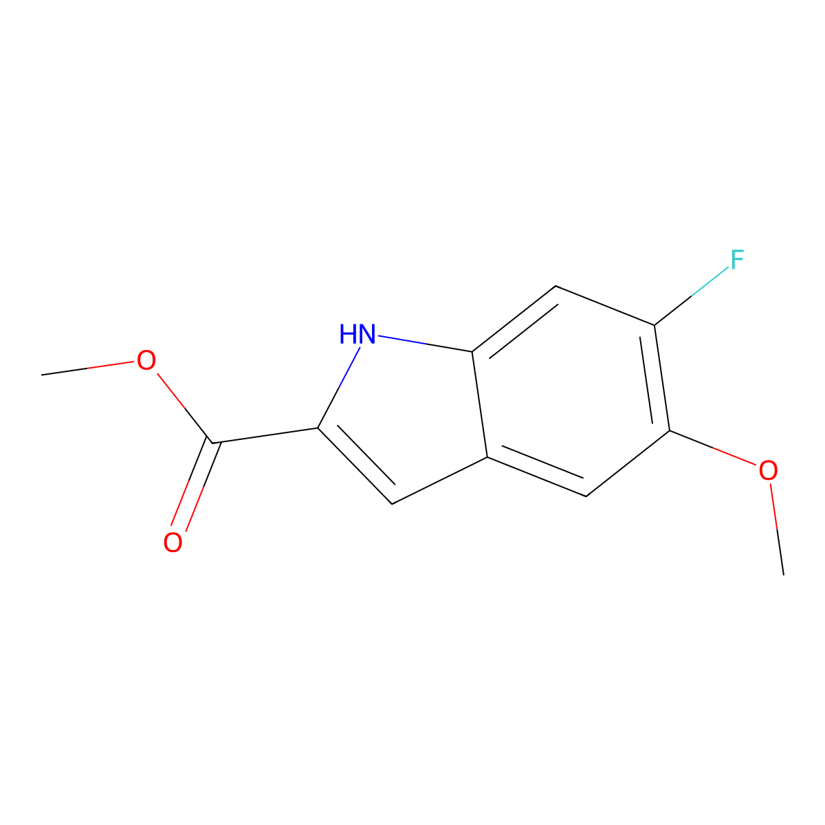 methyl 6-fluoro-5-methoxy-1H-indole-2-carboxylate molecular structure, CAS 2104488-79-9