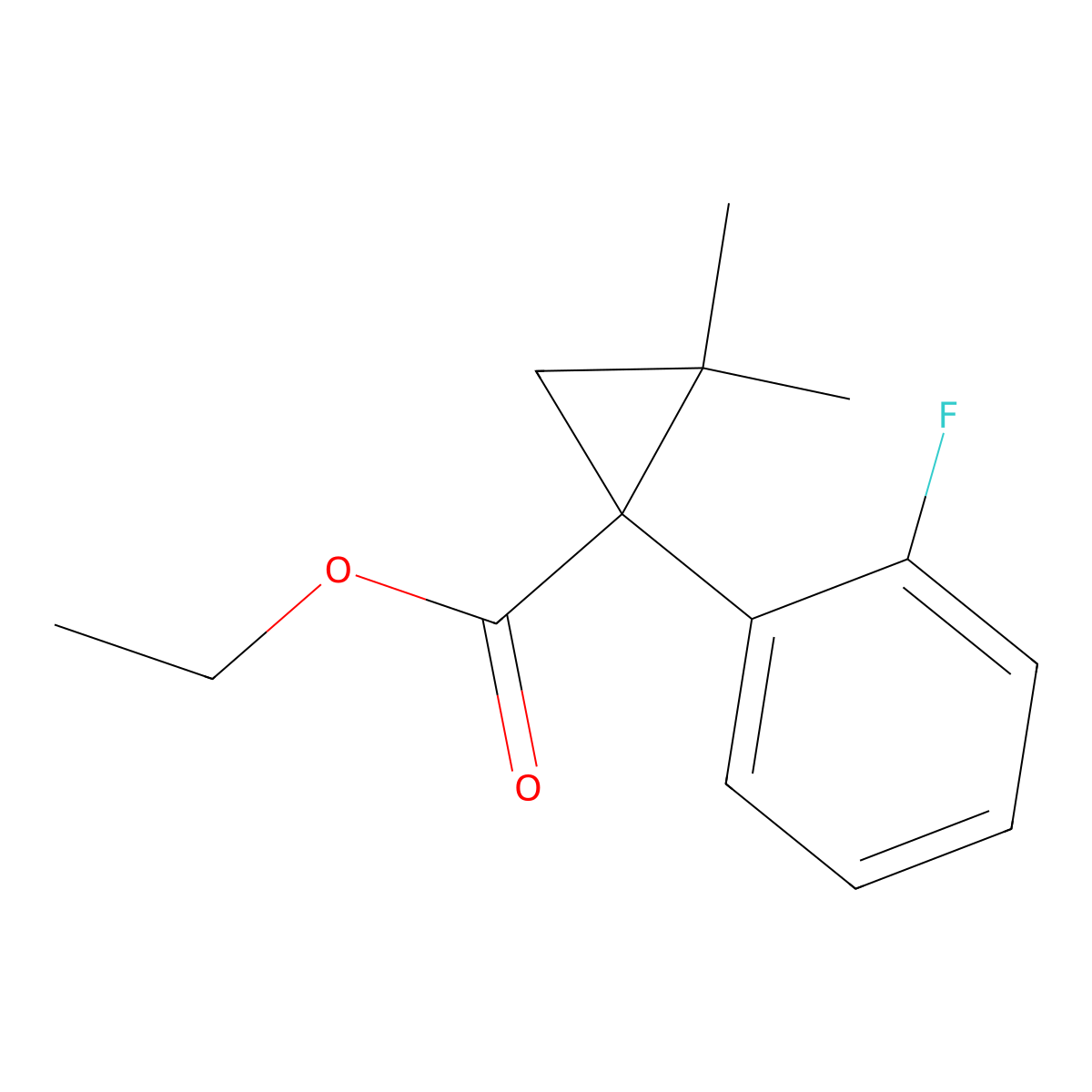 Ethyl 1-(2-fluorophenyl)-2,2-dimethylcyclopropane-1-carboxylate molecular structure, CAS 2104535-59-1