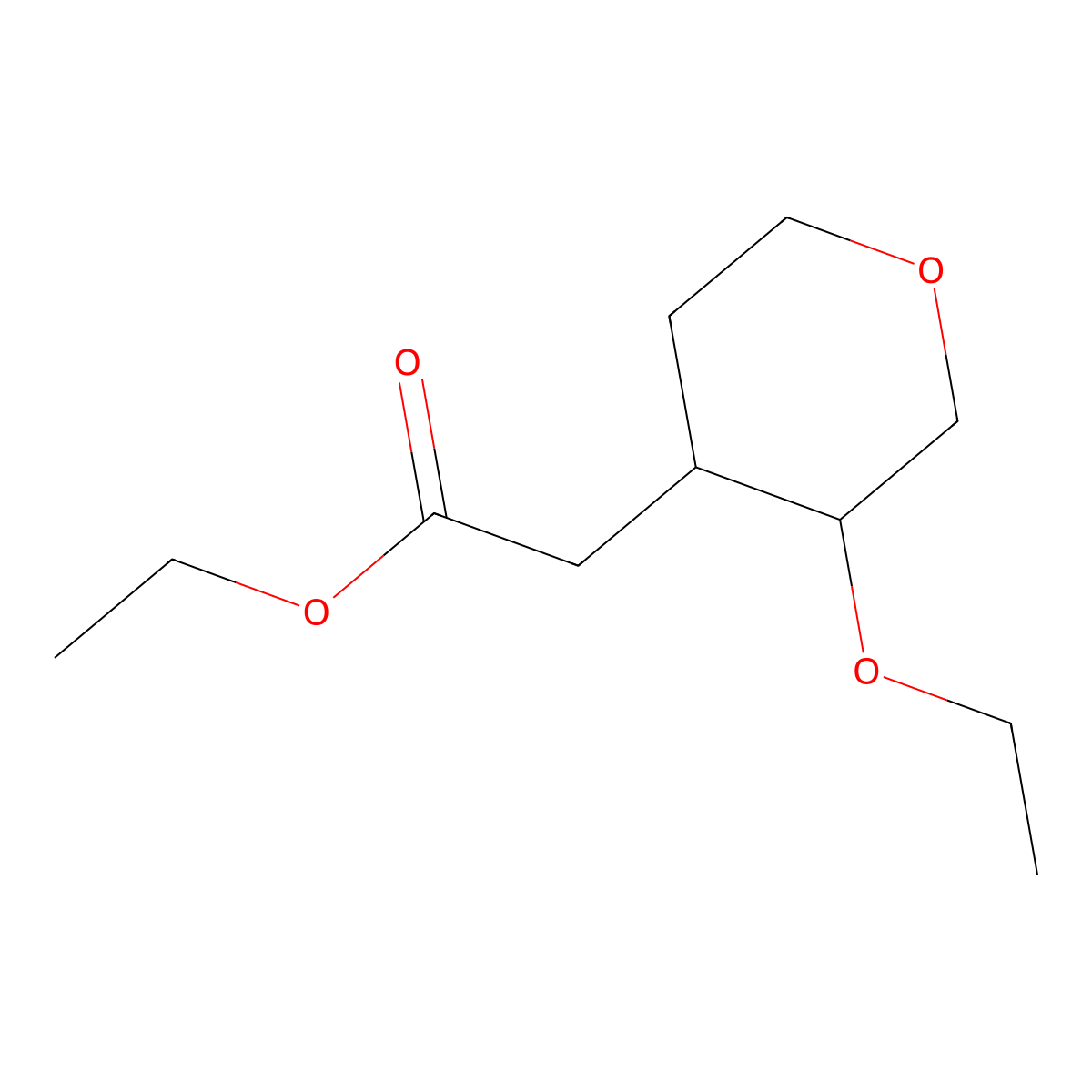 Ethyl 2-(3-ethoxyoxan-4-yl)acetate molecular structure, CAS 2104546-46-3