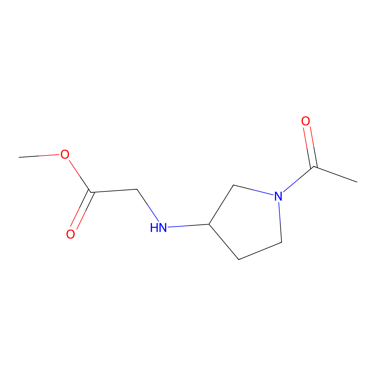Methyl 2-[(1-acetylpyrrolidin-3-yl)amino]acetate molecular structure, CAS 2104573-36-4
