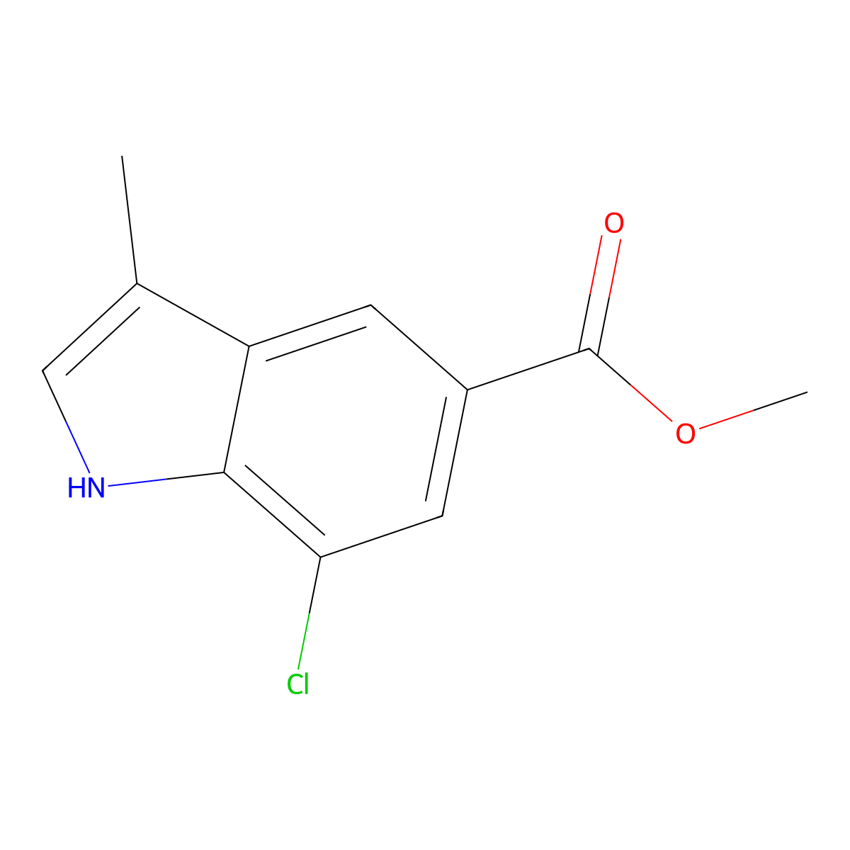 Methyl 7-chloro-3-methyl-1H-indole-5-carboxylate molecular structure, CAS 2104578-59-6