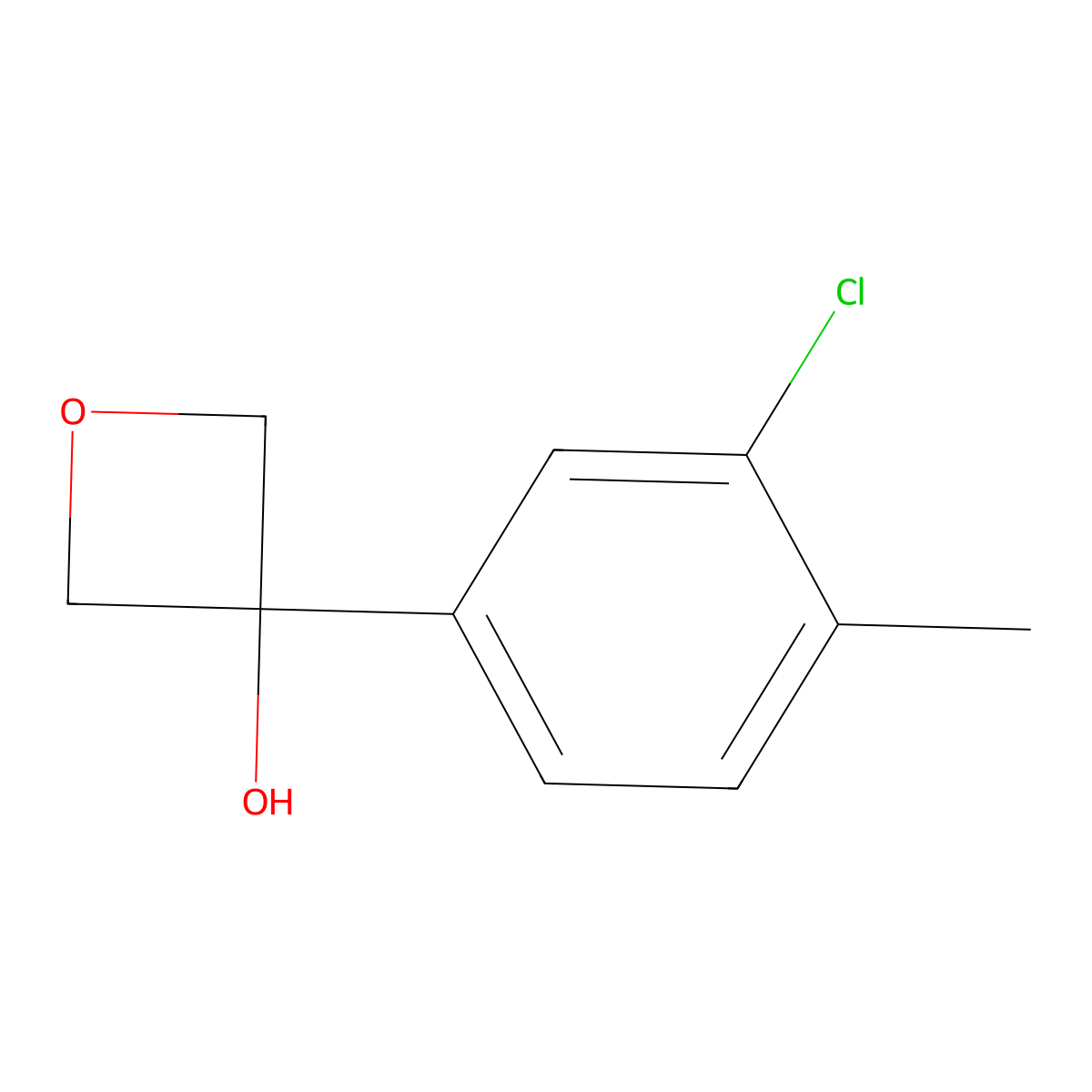 3-(3-Chloro-4-methylphenyl)-3-oxetanol molecular structure, CAS 2104646-62-8