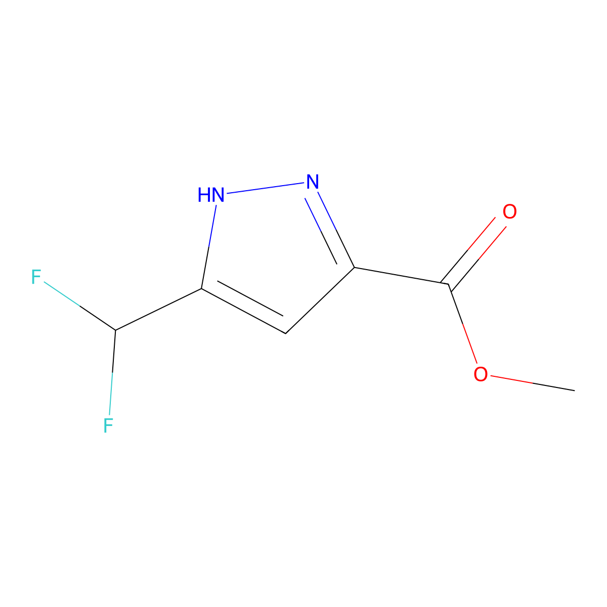 methyl 3-(difluoromethyl)-1H-pyrazole-5-carboxylate molecular structure, CAS 2104659-16-5