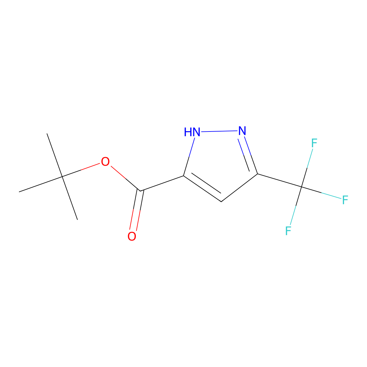 tert-butyl 3-(trifluoromethyl)-1H-pyrazole-5-carboxylate molecular structure, CAS 2104659-22-3