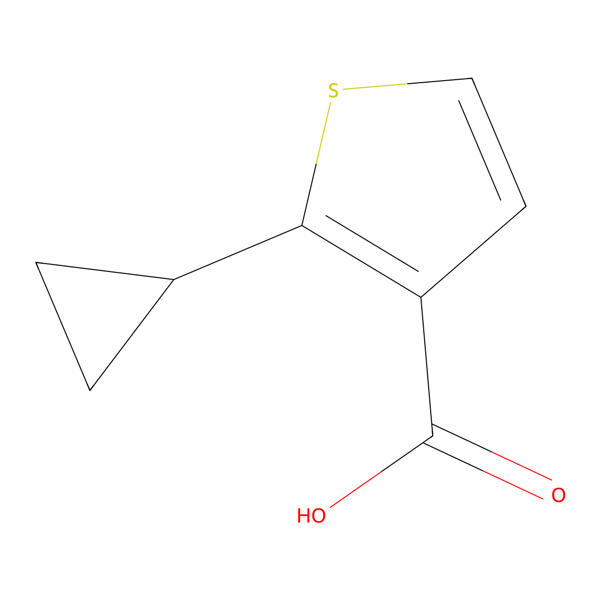2-Cyclopropylthiophene-3-carboxylic acid molecular structure, CAS 2104675-28-5