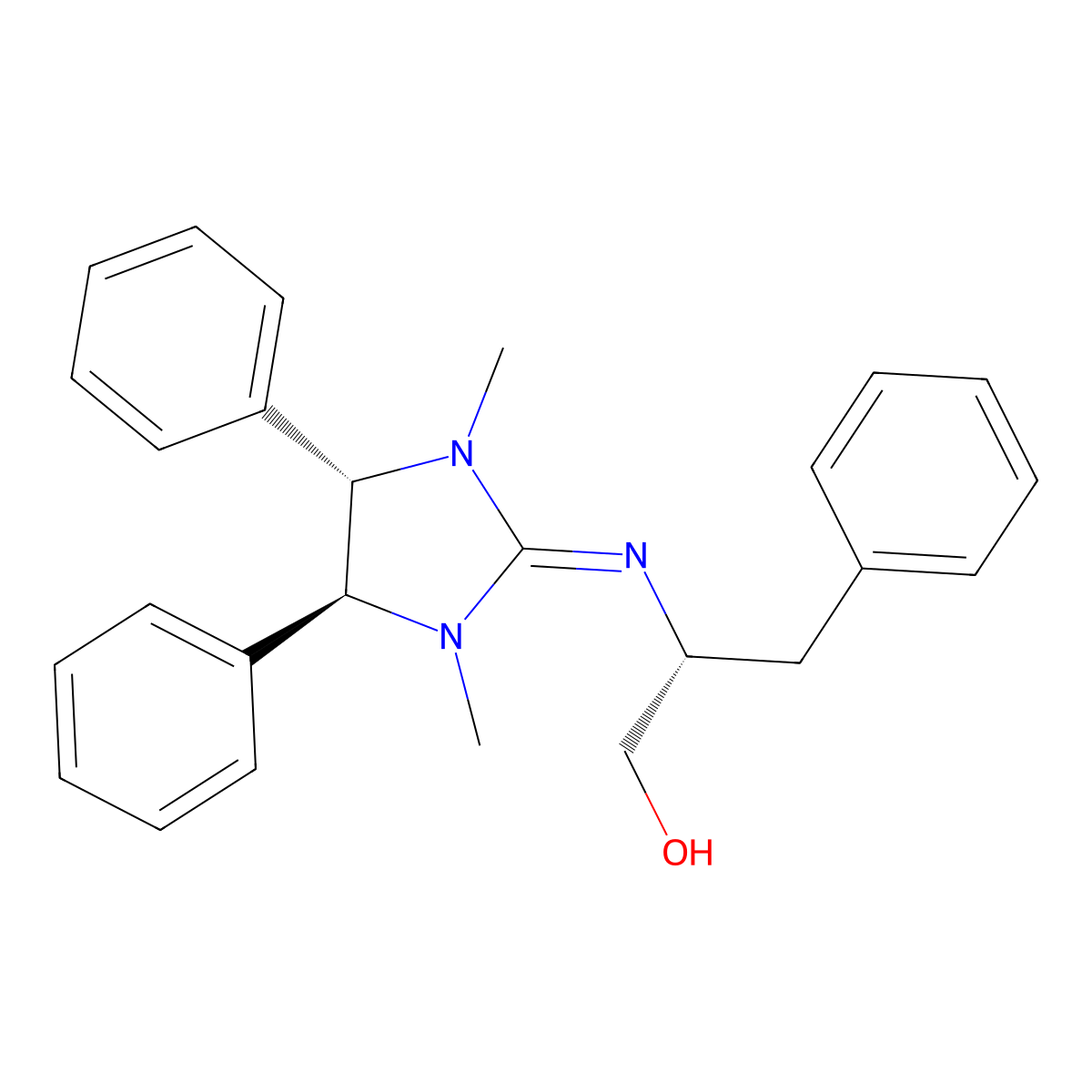 (4S,5S)-1,3-Dimethyl-4,5-diphenyl-2-[(R)-1-benzyl-2-hydroxyethylimino]imidazolidine molecular structure, CAS 210468-90-9