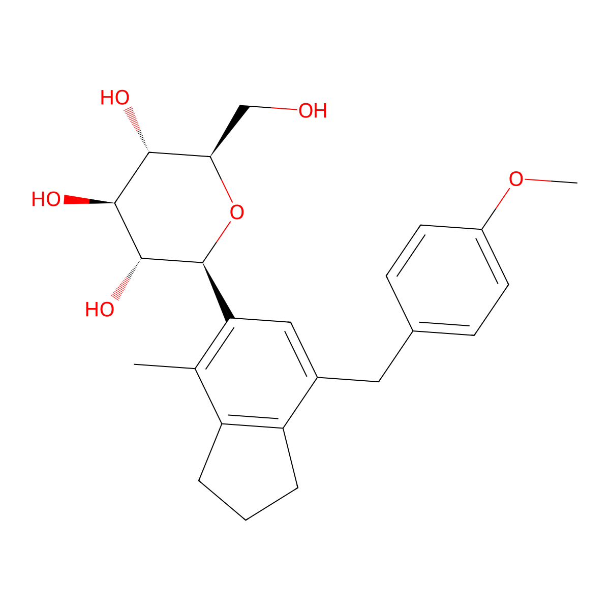 (2R,3S,4R,5R,6S)-2-(Hydroxymethyl)-6-[7-(4-methoxybenzyl)-4-methyl-5-indanyl]tetrahydro-2H-pyran-3,4,5-triol molecular structure, CAS 2104694-30-4
