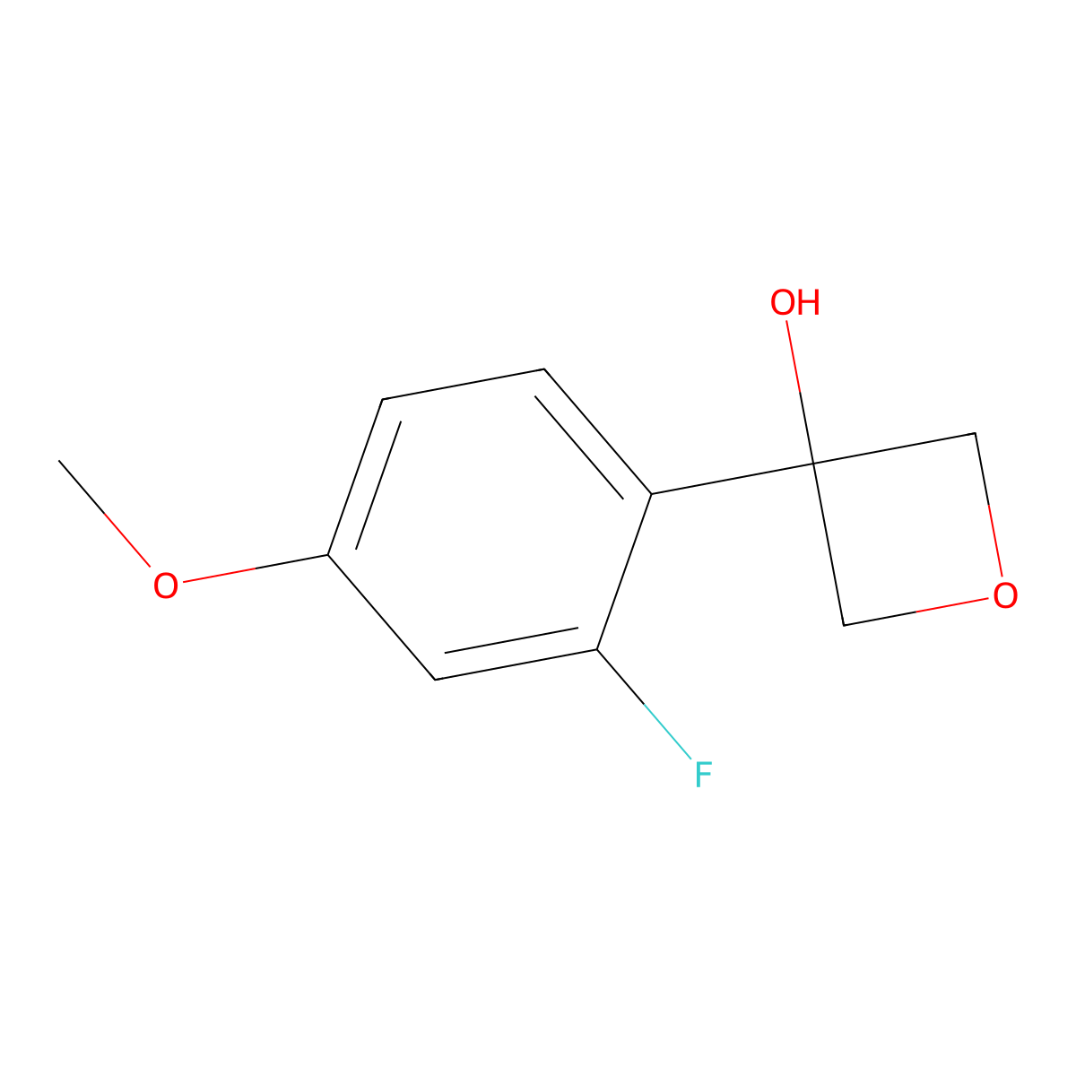 3-(2-Fluoro-4-methoxyphenyl)-3-oxetanol molecular structure, CAS 2104720-12-7