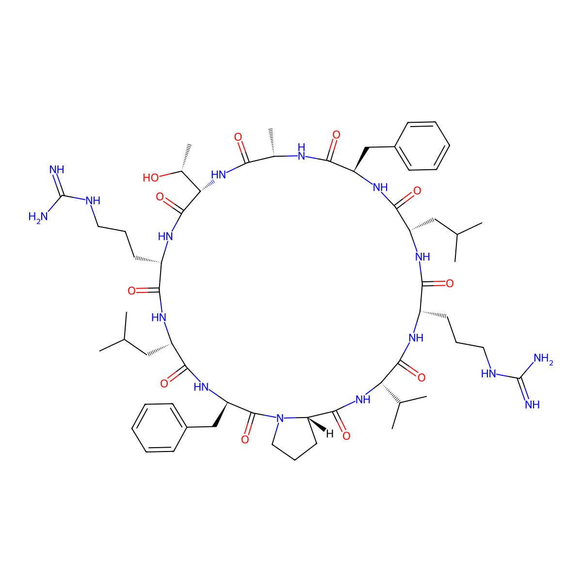 cyclo[Ala-Thr-Arg-Leu-D-Phe-Pro-Val-Arg-Leu-D-Phe] molecular structure, CAS 2104728-28-9