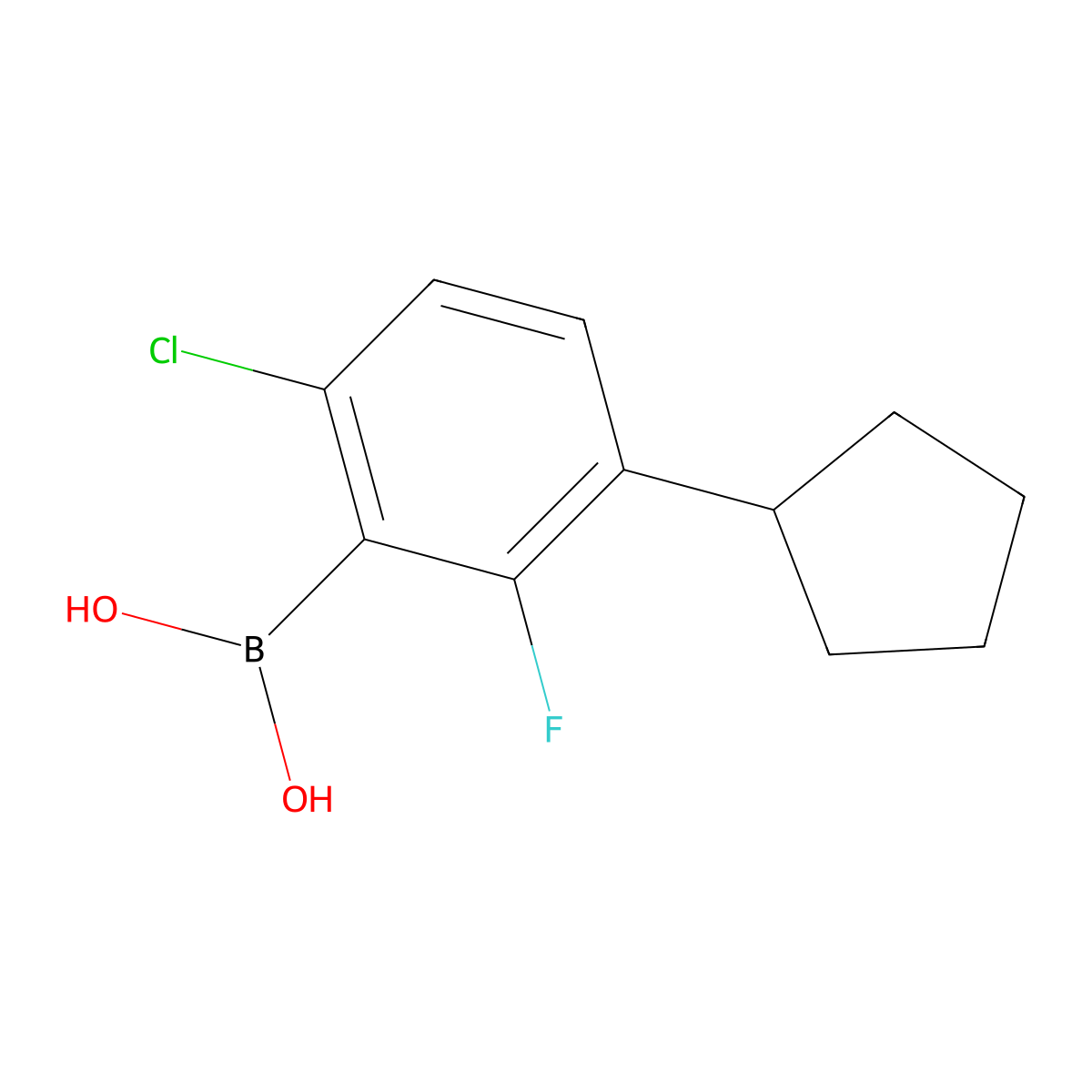 (6-Chloro-3-cyclopentyl-2-fluorophenyl)boronic acid molecular structure, CAS 2104744-81-0