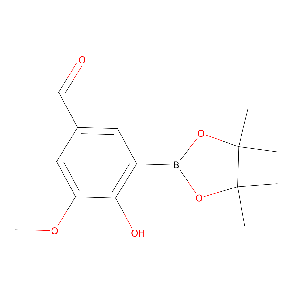 4-Hydroxy-3-methoxy-5-(tetramethyl-1,3,2-dioxaborolan-2-yl)benzaldehyde molecular structure, CAS 2104784-87-2