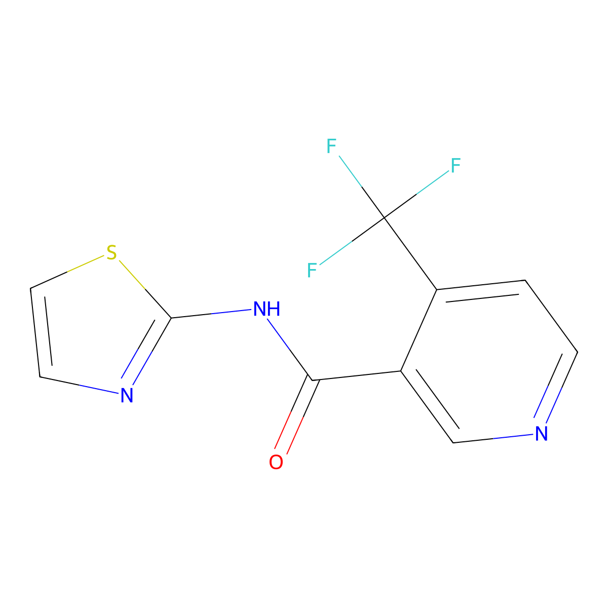 3-Pyridinecarboxamide, N-2-thiazolyl-4-(trifluoromethyl)- molecular structure, CAS 210484-89-2