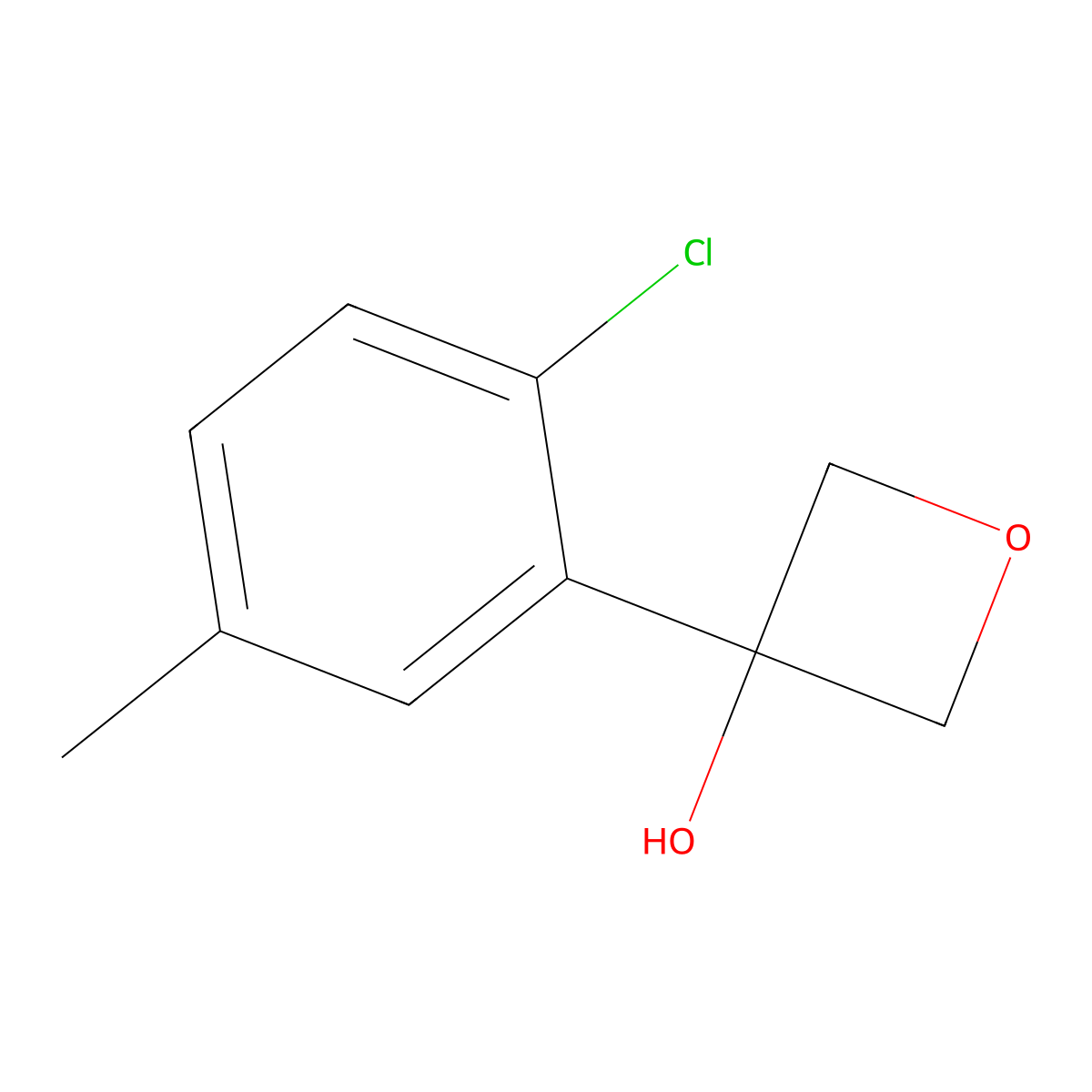 3-(2-Chloro-5-methylphenyl)-3-oxetanol molecular structure, CAS 2104846-98-0