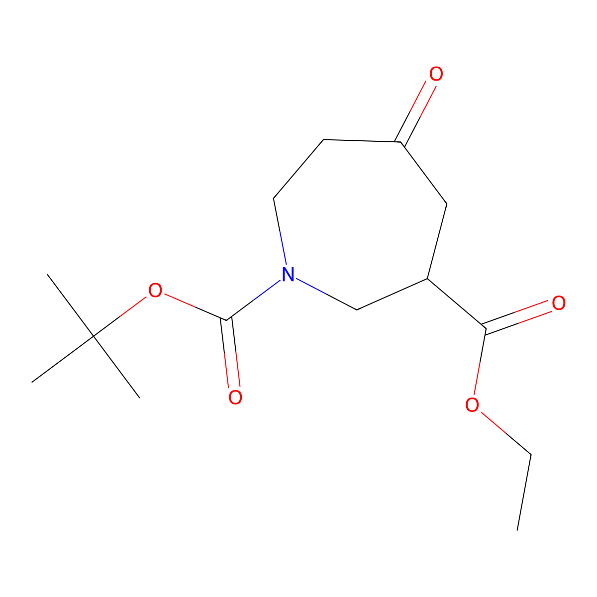 O1-Tert-butyl O3-ethyl 5-oxoazepane-1,3-dicarboxylate molecular structure, CAS 2104879-26-5