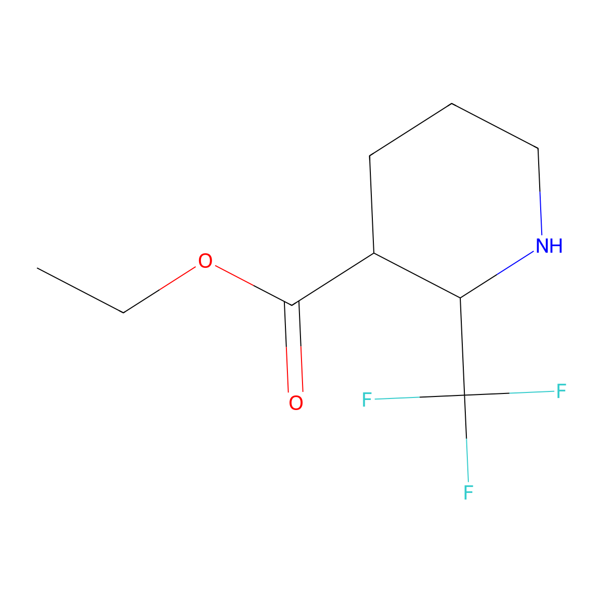 Ethyl 2-(trifluoromethyl)piperidine-3-carboxylate molecular structure, CAS 2104879-28-7