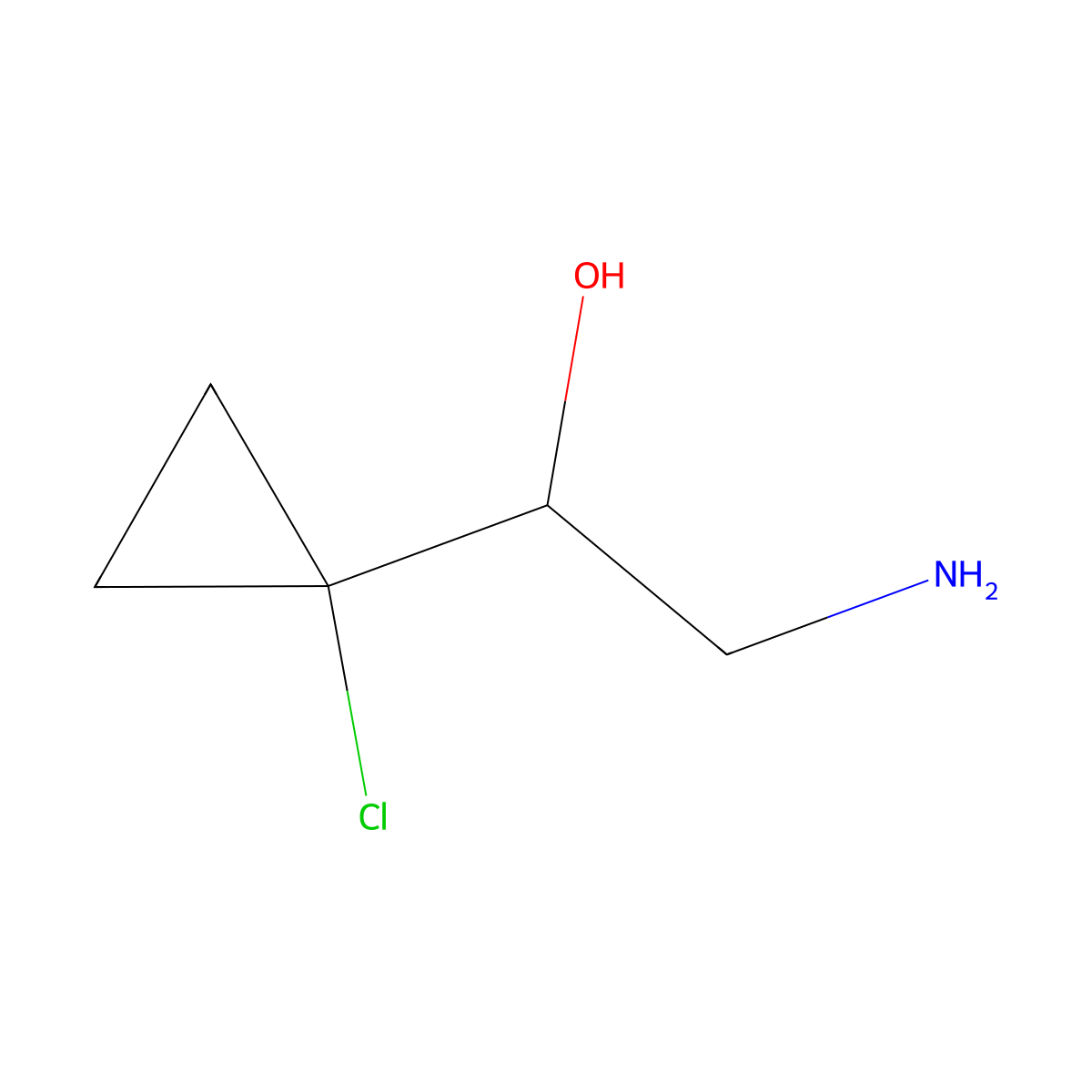 2-Amino-1-(1-chlorocyclopropyl)ethan-1-ol molecular structure, CAS 2104880-56-8