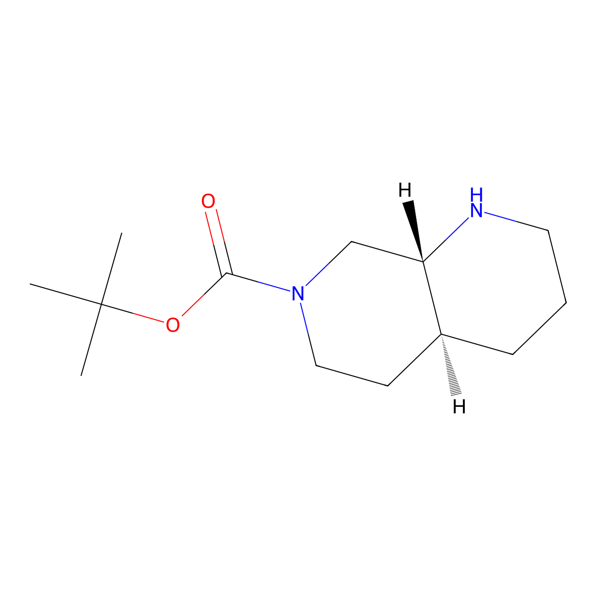 rac-tert-butyl (4aR,8aS)-decahydro-1,7-naphthyridine-7-carboxylate molecular structure, CAS 2104885-18-7