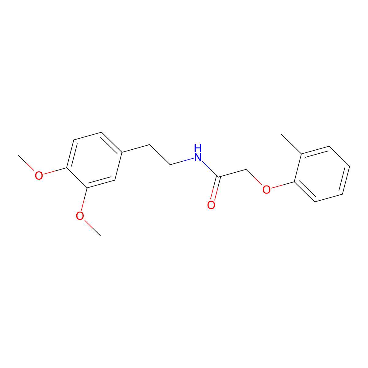 N-[2-(3,4-dimethoxyphenyl)ethyl]-2-(2-methylphenoxy)acetamide molecular structure, CAS 210492-05-0
