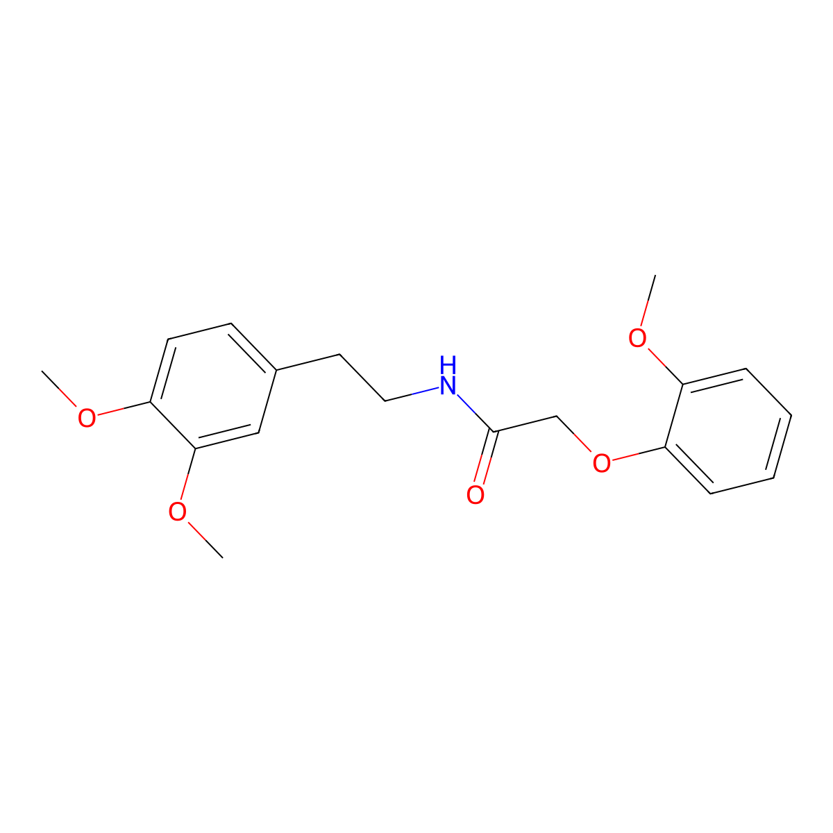 N-[2-(3,4-dimethoxyphenyl)ethyl]-2-(2-methoxyphenoxy)acetamide molecular structure, CAS 210492-06-1