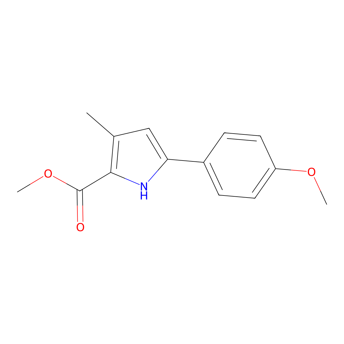 Methyl 5-(4-methoxyphenyl)-3-methyl-1H-pyrrole-2-carboxylate molecular structure, CAS 2104940-51-2
