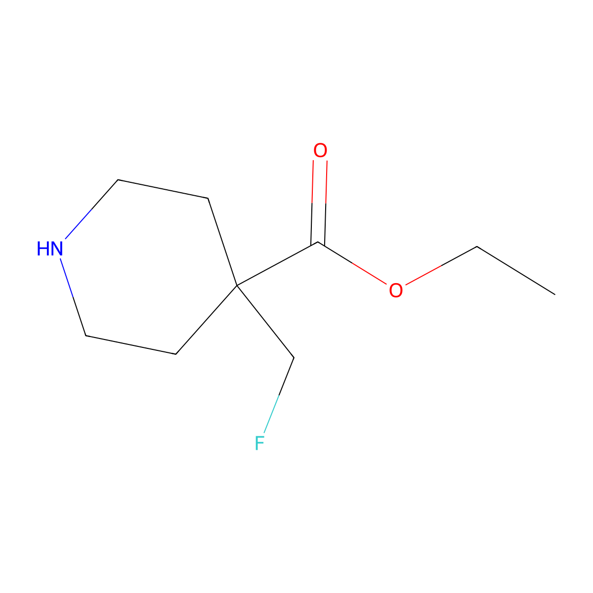 Ethyl 4-(fluoromethyl)piperidine-4-carboxylate molecular structure, CAS 2104965-38-8
