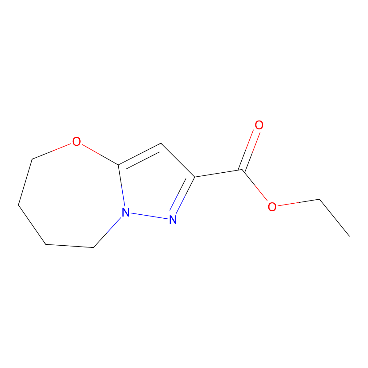 Ethyl 5,6,7,8-tetrahydropyrazolo[5,1-b][1,3]oxazepine-2-carboxylate molecular structure, CAS 2104985-38-6