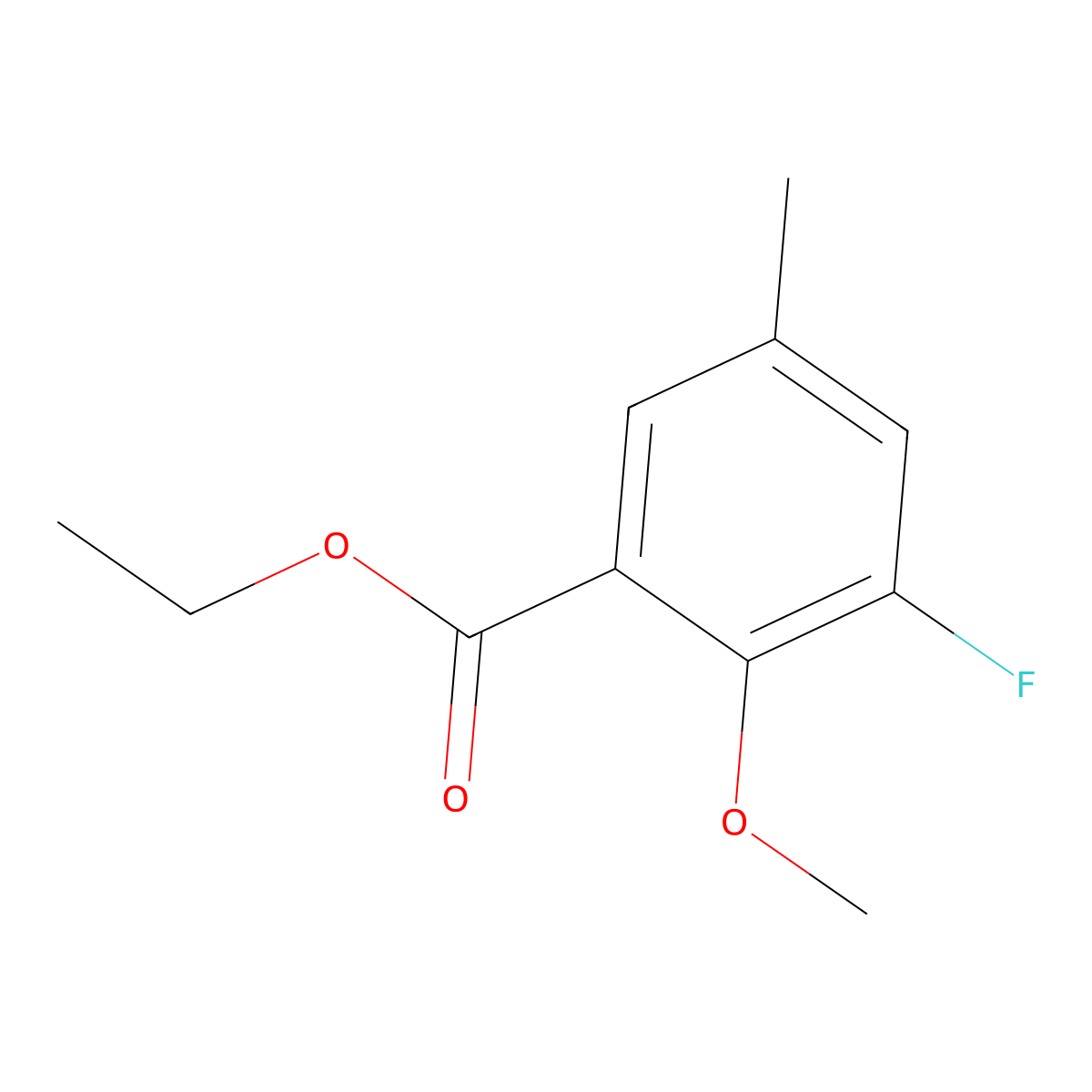 Ethyl 3-fluoro-2-methoxy-5-methylbenzoate molecular structure, CAS 2104987-83-7