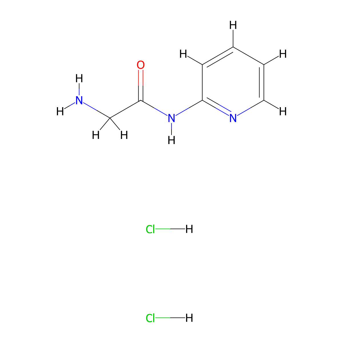 2-amino-N-(pyridin-2-yl)acetamide dihydrochloride molecular structure, CAS 21050-97-5