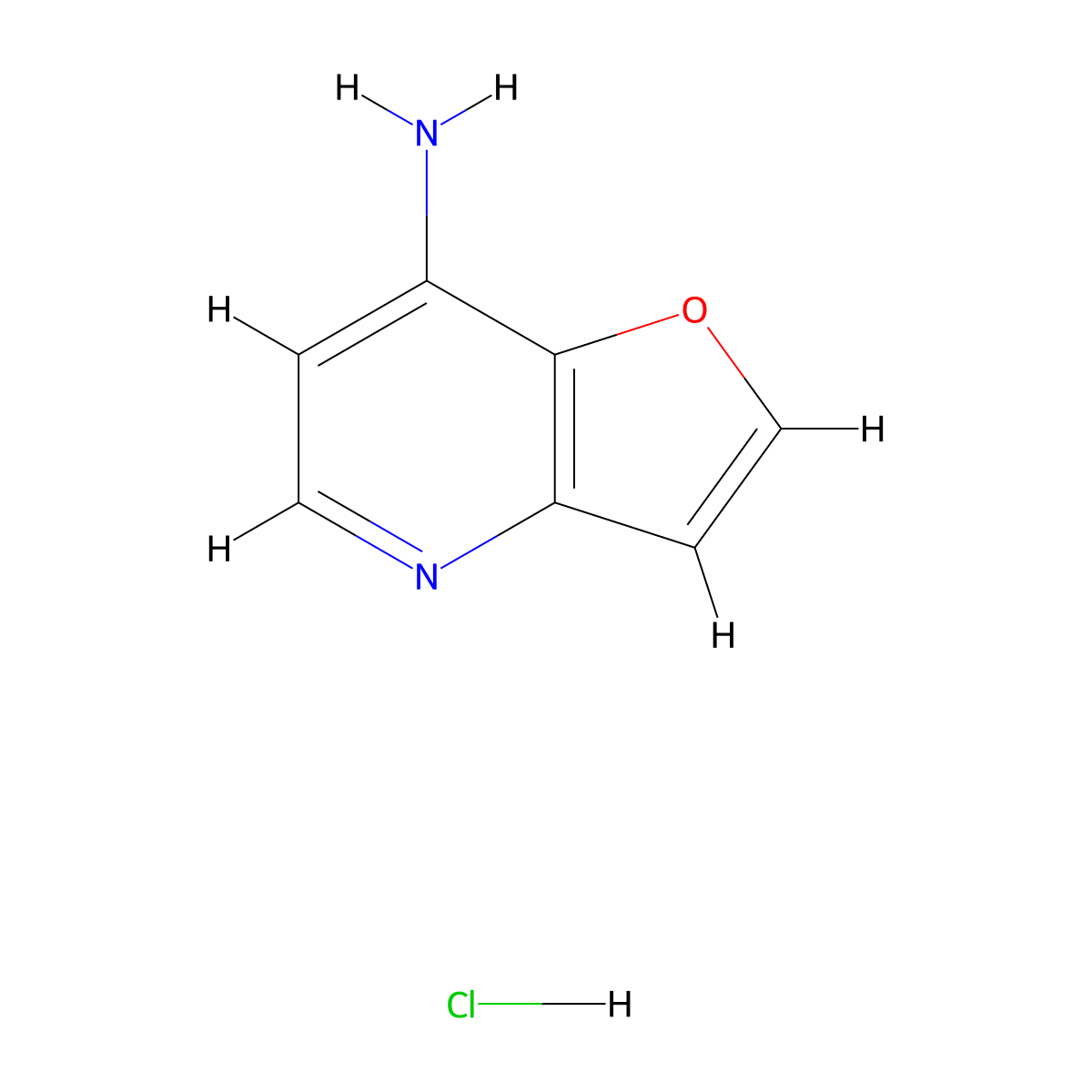 Furo[3,2-b]pyridin-7-amine-HCl molecular structure, CAS 2105005-52-3