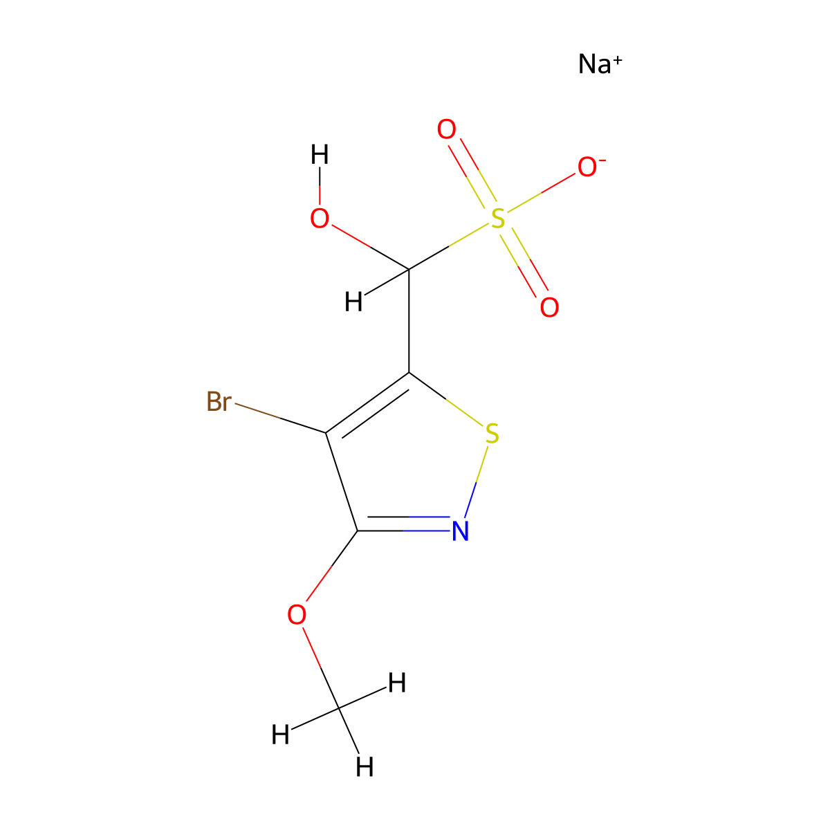 Sodium (4-bromo-3-methoxy-1,2-thiazol-5-yl)(hydroxy)methanesulfonate molecular structure, CAS 2105009-14-9