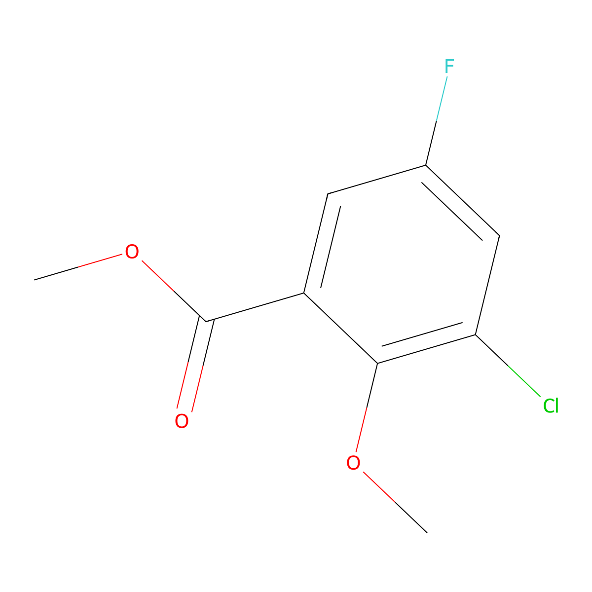 Methyl 3-chloro-5-fluoro-2-methoxybenzoate molecular structure, CAS 2105066-17-7