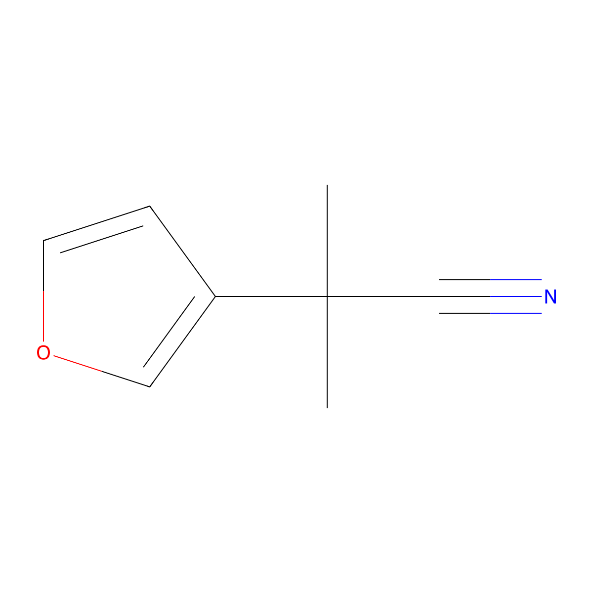 2-(Furan-3-yl)-2-methylpropanenitrile molecular structure, CAS 2105099-96-3