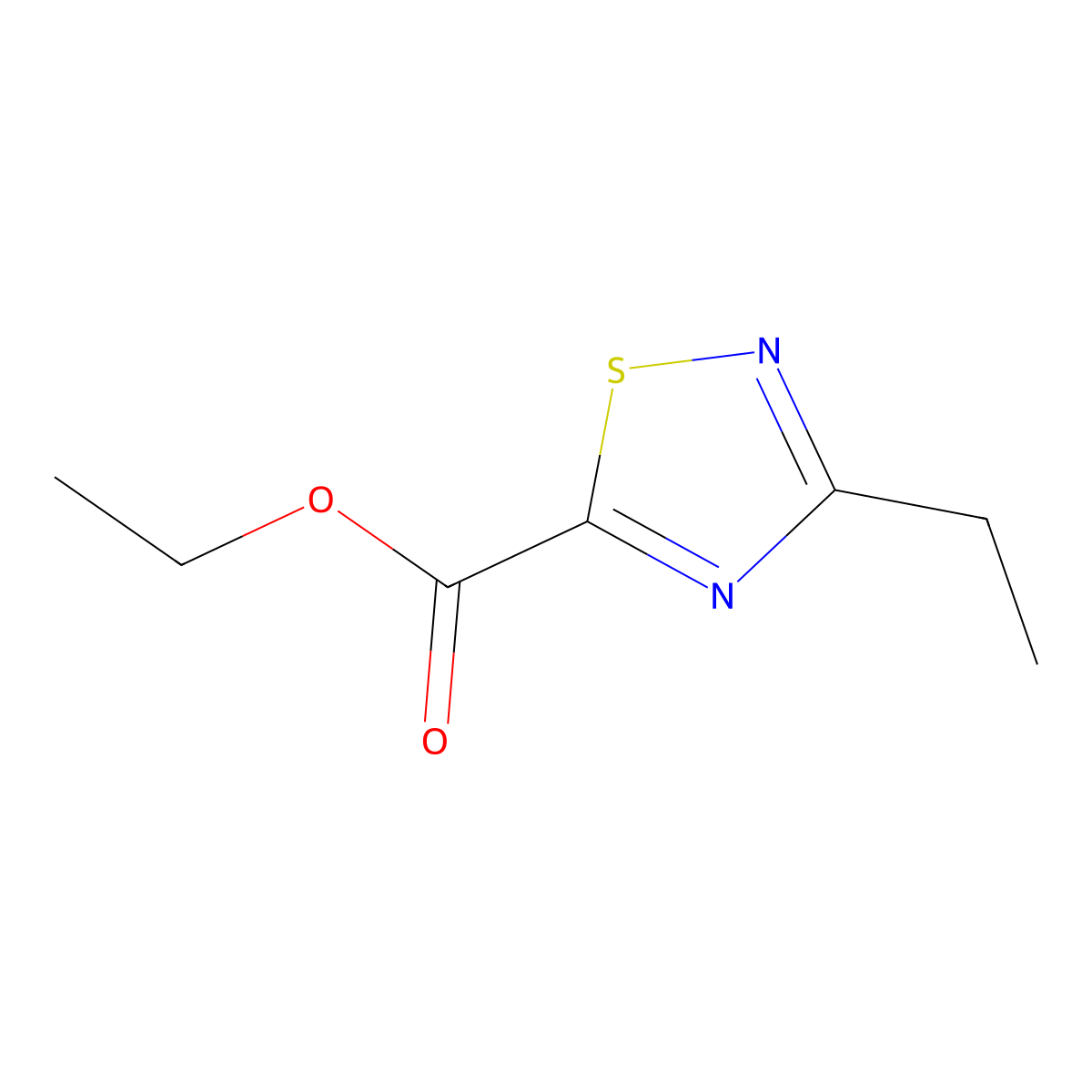 Ethyl 3-ethyl-1,2,4-thiadiazole-5-carboxylate molecular structure, CAS 2105102-66-5