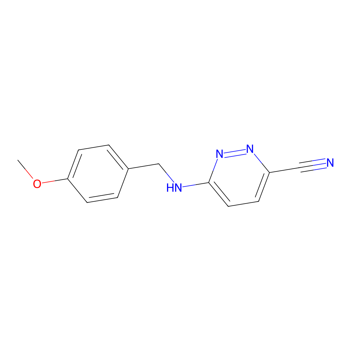 6-{[(4-Methoxyphenyl)methyl]amino}pyridazine-3-carbonitrile molecular structure, CAS 2105103-44-2