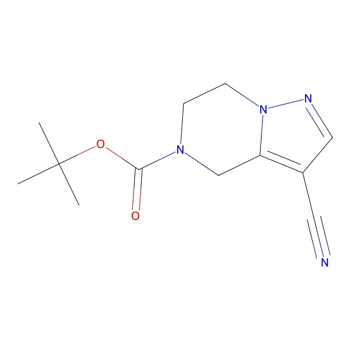 tert-butyl 3-cyano-4H,5H,6H,7H-pyrazolo[1,5-a]pyrazine-5-carboxylate molecular structure, CAS 2105105-01-7