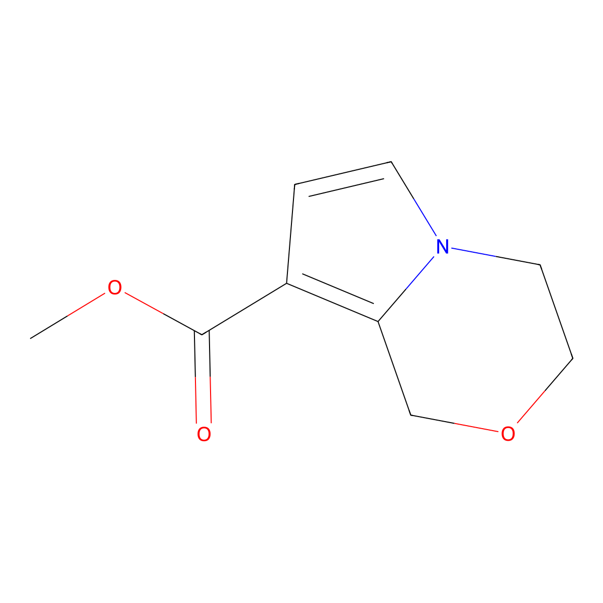 methyl 1H,3H,4H-pyrrolo(2,1-c)(1,4)oxazine-8-carboxylate molecular structure, CAS 2105139-81-7
