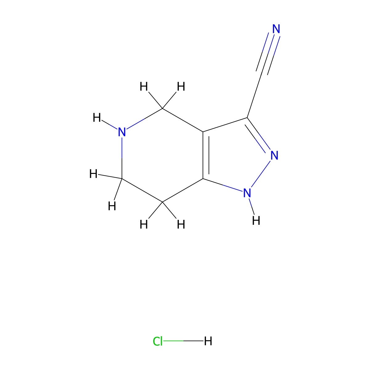2H,4H,5H,6H,7H-Pyrazolo[4,3-c]pyridine-3-carbonitrile Hydrochloride molecular structure, CAS 2105139-83-9