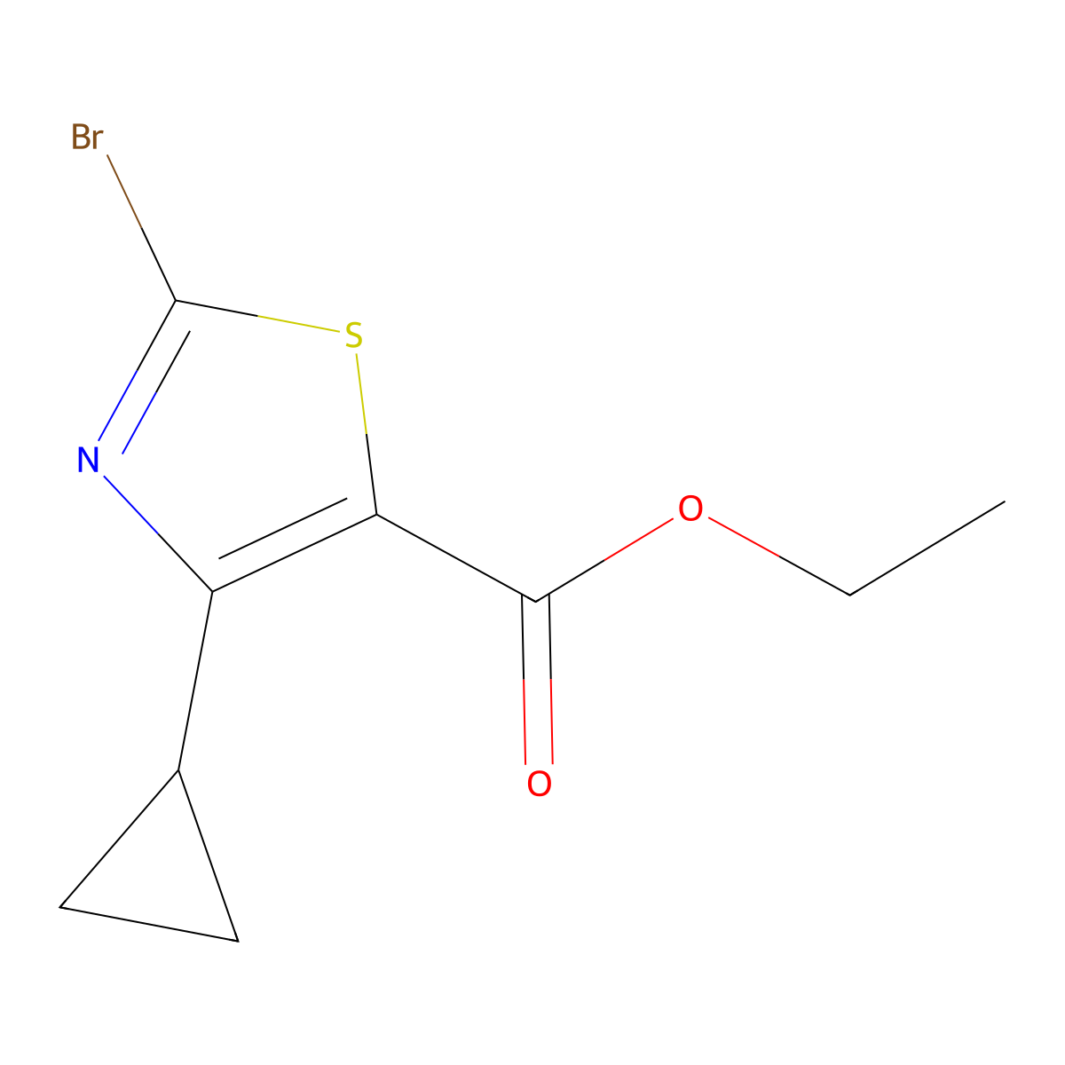 Ethyl 2-bromo-4-cyclopropyl-5-thiazolecarboxylate molecular structure, CAS 2105144-00-9