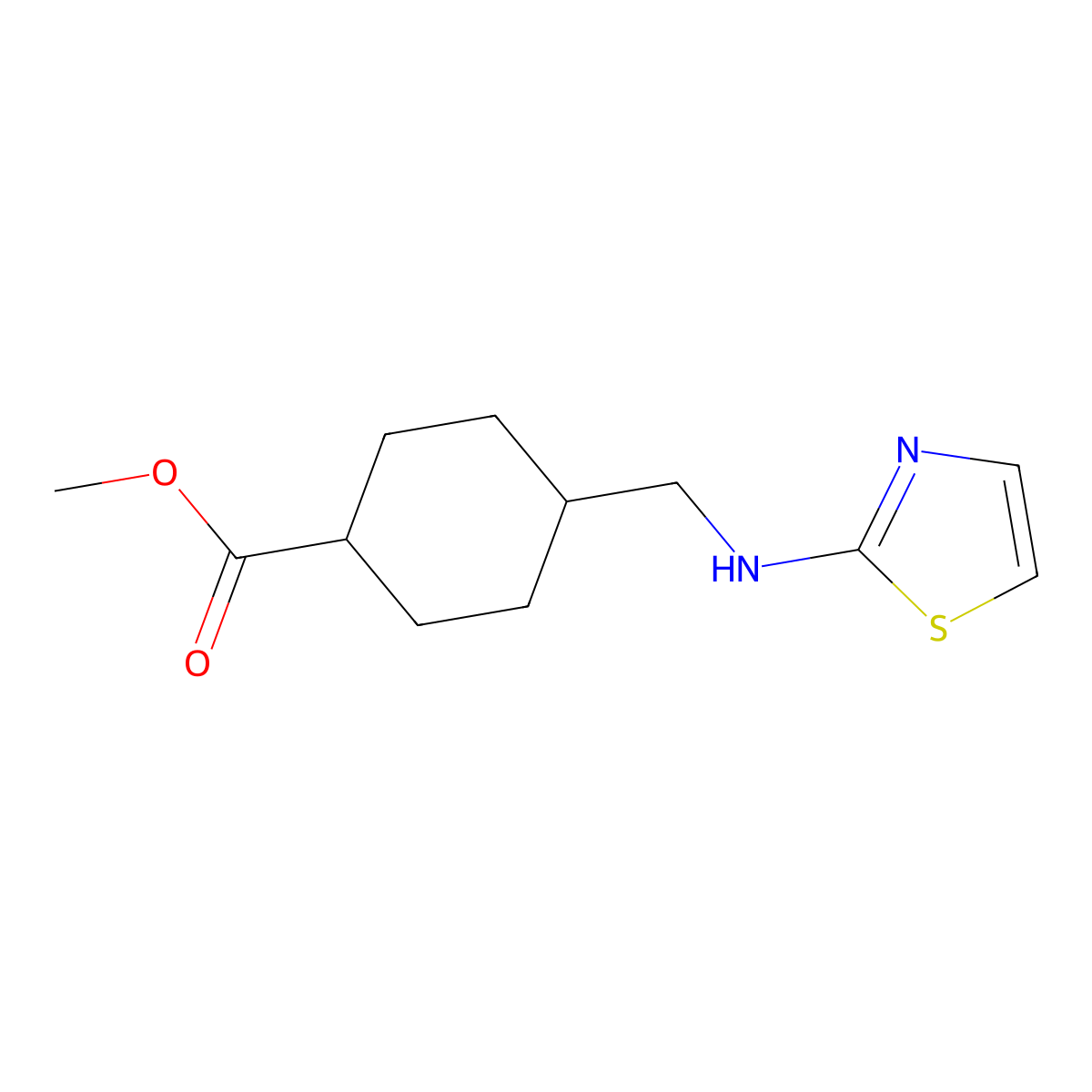 Methyl 4-{[(1,3-thiazol-2-yl)amino]methyl}cyclohexane-1-carboxylate molecular structure, CAS 2105198-53-4
