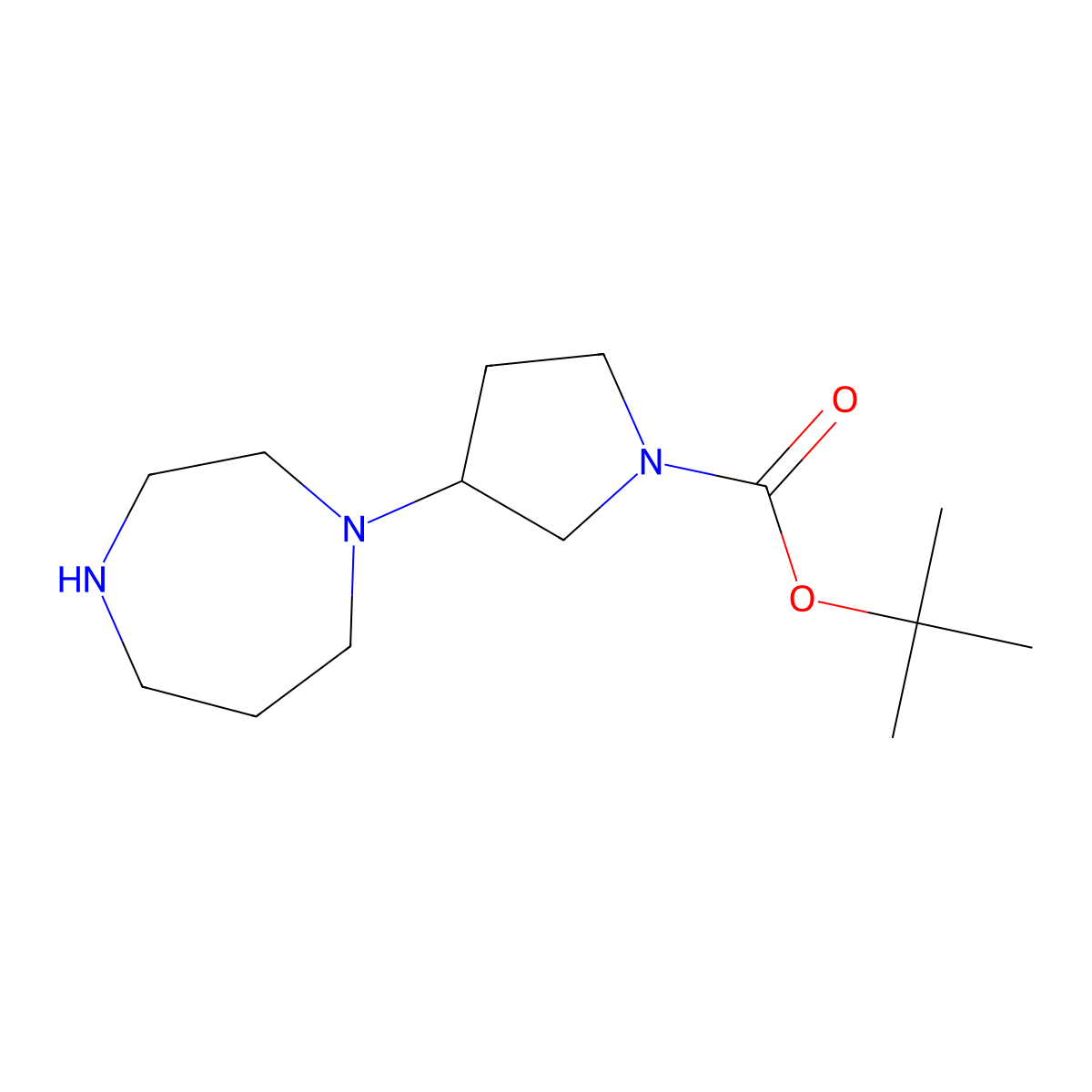 Tert-butyl 3-(1,4-diazepan-1-yl)pyrrolidine-1-carboxylate molecular structure, CAS 2105248-50-6
