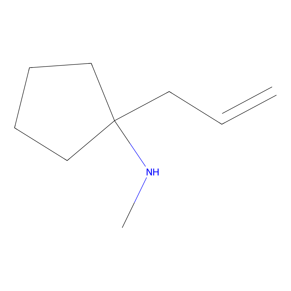 N-methyl-1-(prop-2-en-1-yl)cyclopentan-1-amine molecular structure, CAS 2105283-83-6