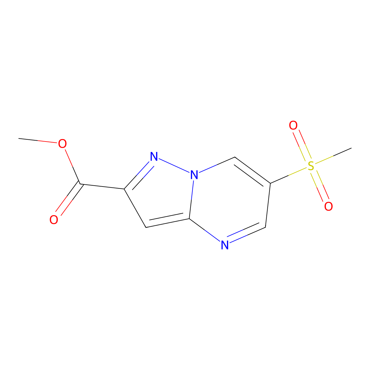 Methyl 6-methanesulfonylpyrazolo[1,5-a]pyrimidine-2-carboxylate molecular structure, CAS 2105292-82-6