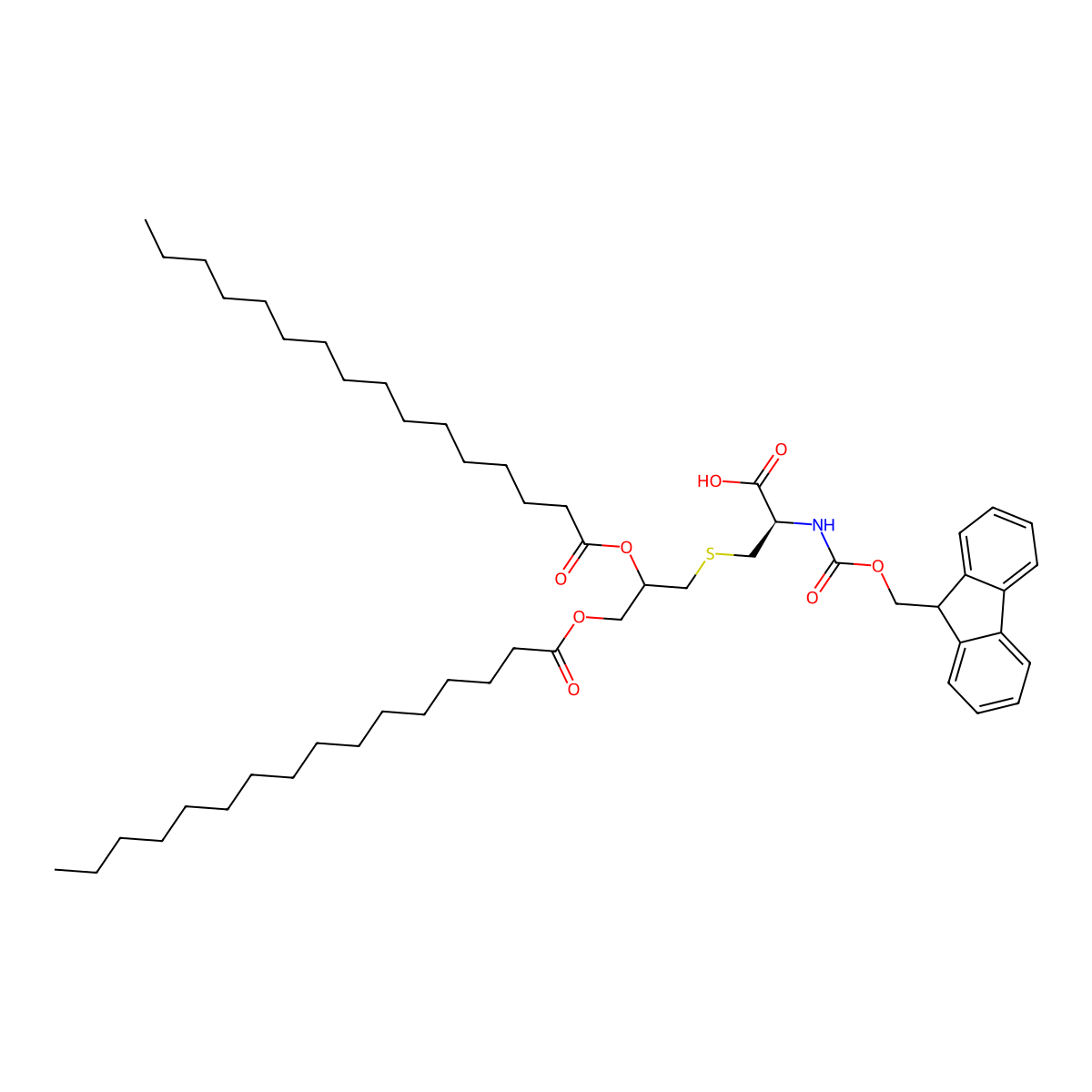 Fmoc-Cys((RS)-2,3-di(palmitoyloxy)-propyl)-OH molecular structure, CAS 210532-98-2