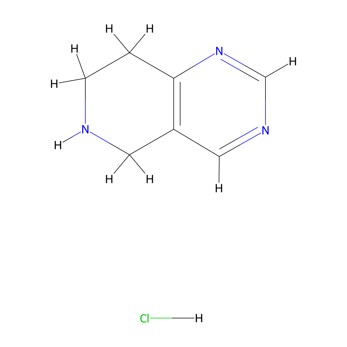 5,6,7,8-Tetrahydropyrido[4,3-d]pyrimidine hydrochloride molecular structure, CAS 210538-68-4