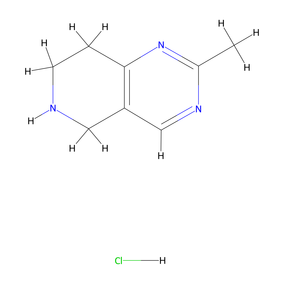 2-Methyl-5,6,7,8-tetrahydropyrido[4,3-d]pyrimidine hydrochloride molecular structure, CAS 210538-73-1