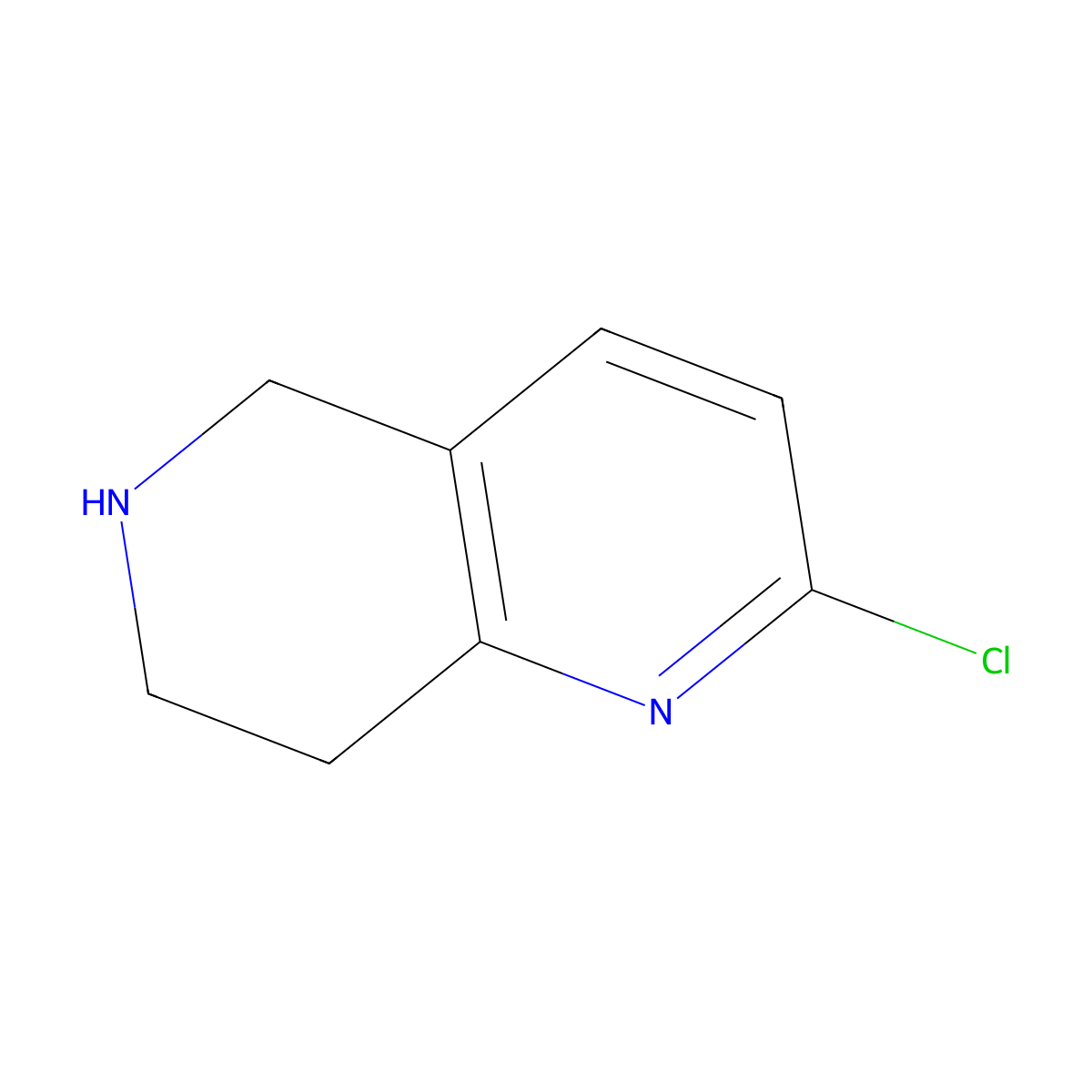 2-Chloro-5,6,7,8-tetrahydro-1,6-naphthyridine molecular structure, CAS 210539-05-2