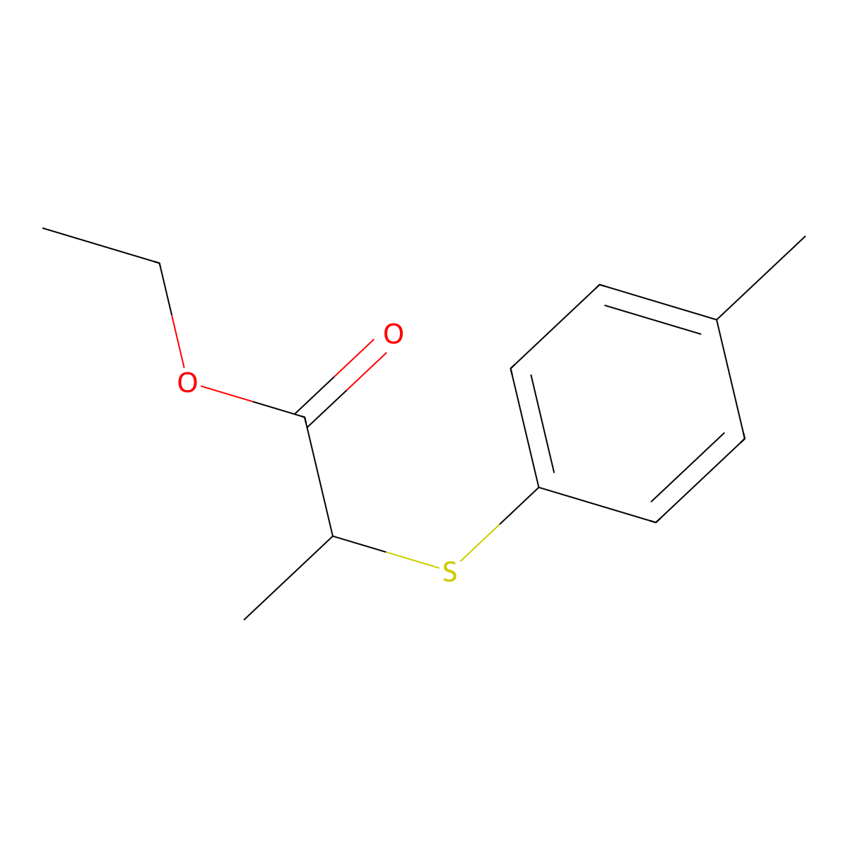 Ethyl 2-[(4-methylphenyl)sulfanyl]propanoate molecular structure, CAS 210539-73-4