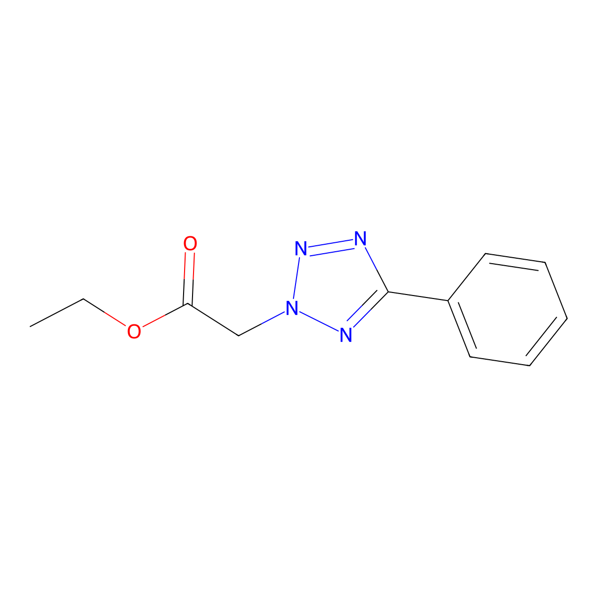 Ethyl (5-phenyl-2H-tetrazol-2-yl)acetate molecular structure, CAS 21054-65-9