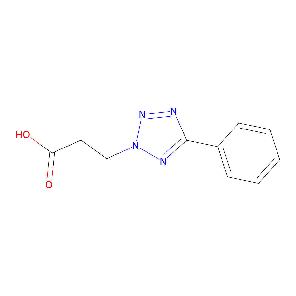 3-(5-phenyl-2H-tetraazol-2-yl)propanoic acid molecular structure, CAS 21054-67-1