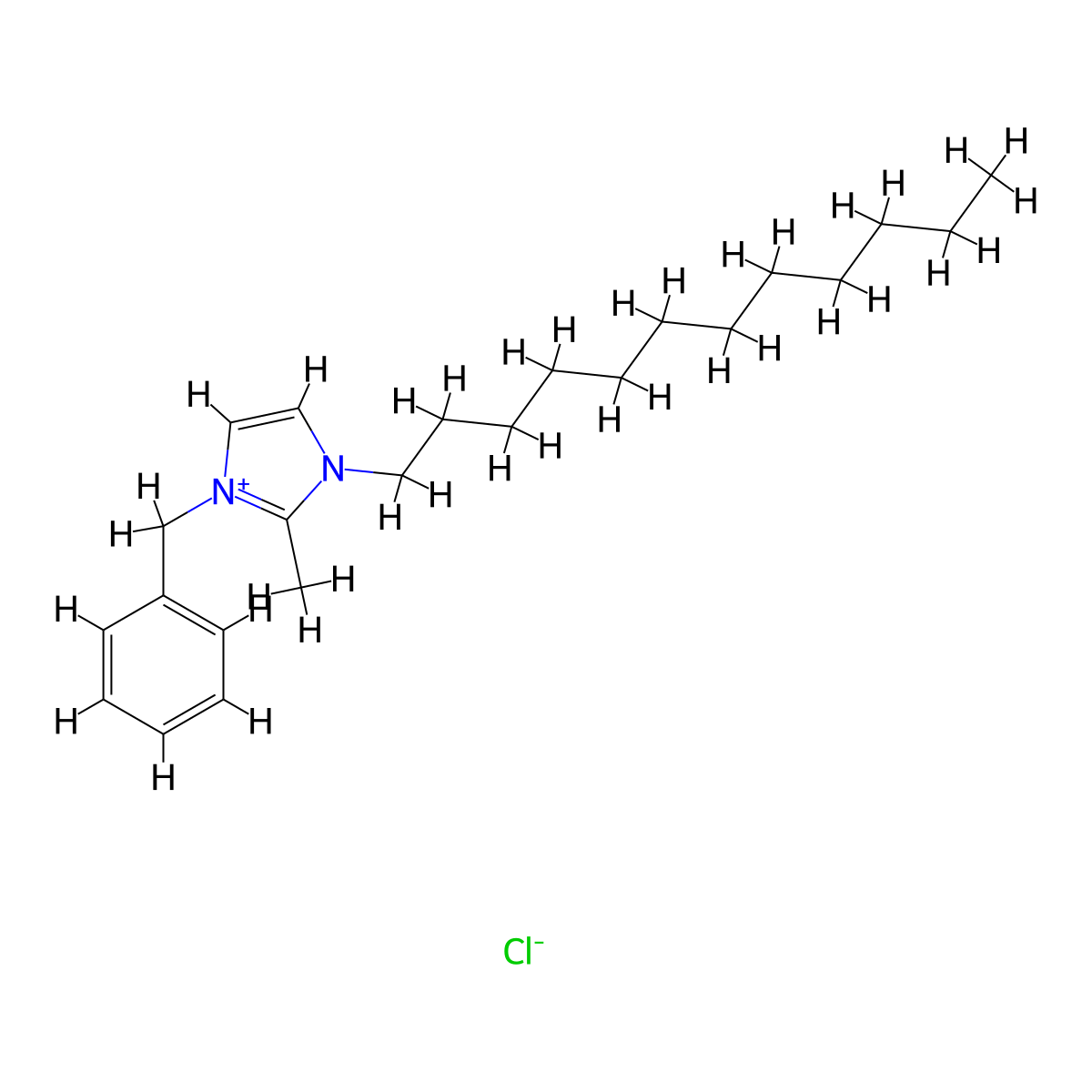 1H-Imidazolium, 1-dodecyl-2-methyl-3-(phenylmethyl)-, chloride (1:1) molecular structure, CAS 21054-72-8